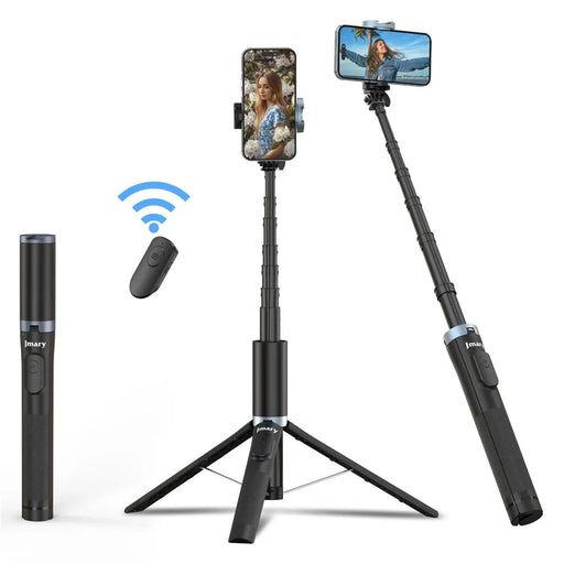 JMARY KT-259 8-Section Retractable Selfie Stick Tripod with 360 Degree Rotating Phone Clip - 1