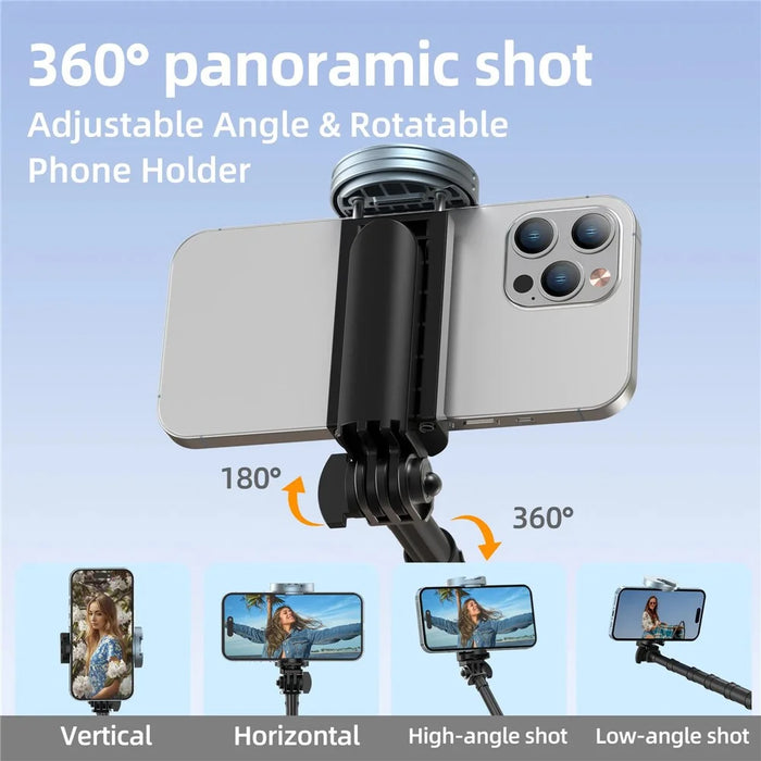 JMARY KT-259 8-Section Retractable Selfie Stick Tripod with 360 Degree Rotating Phone Clip - 4