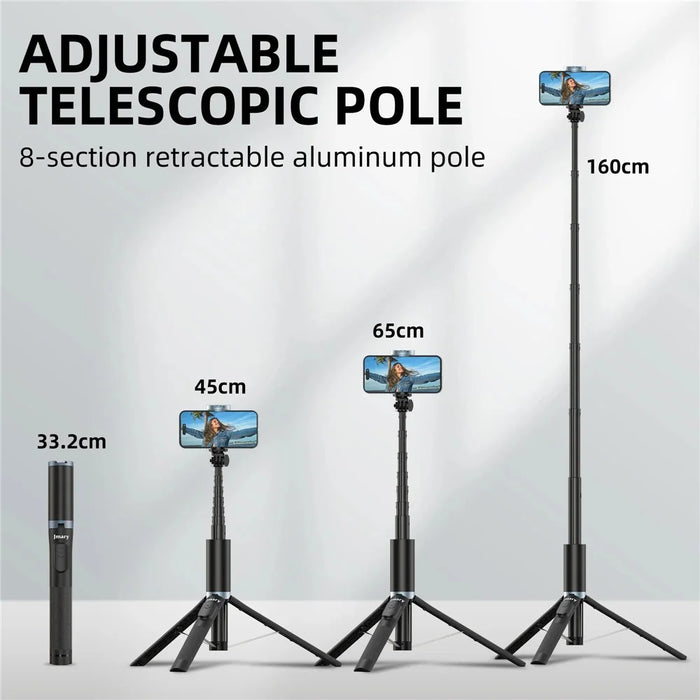 JMARY KT-259 8-Section Retractable Selfie Stick Tripod with 360 Degree Rotating Phone Clip - 5