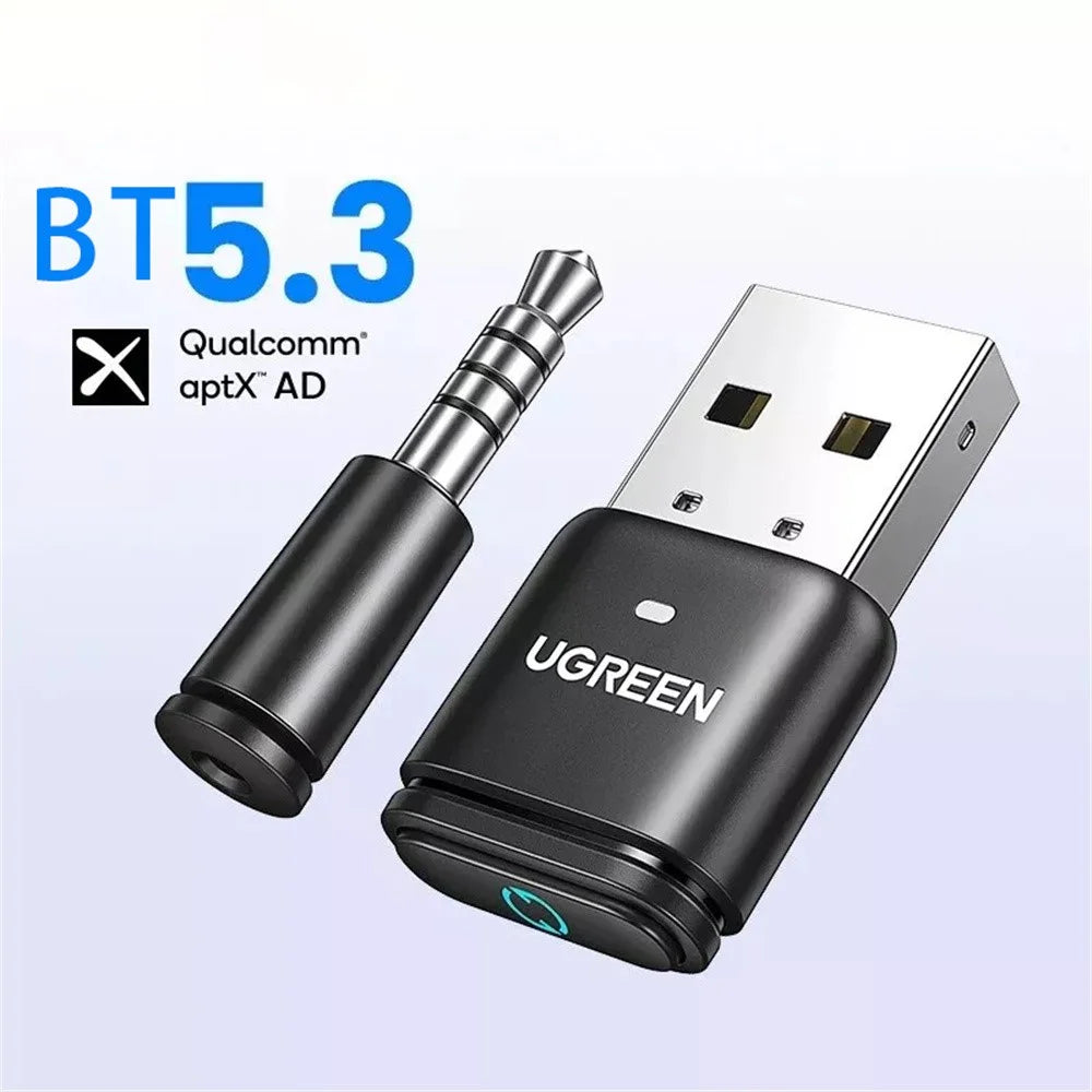 UGREEN 15765 USB Bluetooth-compatible 5.3 Adapter Aptx HD Audio Transmitter with 3.5mm Microphone - 2