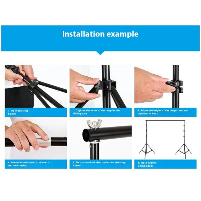 2x3m Photo Studio Background Stand Metal Tube Photography Backdrop Cloth Support Bracket - 4