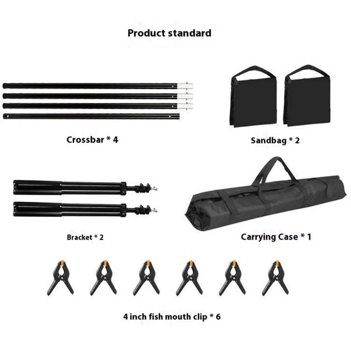 2x3m Photo Studio Background Stand Metal Tube Photography Backdrop Cloth Support Bracket - 7