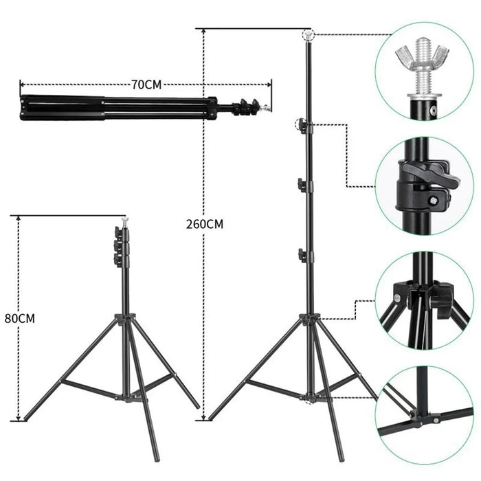 2.6x3m Photo Studio Background Stand Metal Tube Photography Backdrop Cloth Support Bracket - 6
