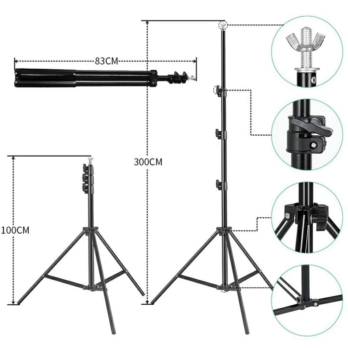 3x3m Photo Studio Background Stand Metal Tube Photography Backdrop Cloth Support Bracket - 6