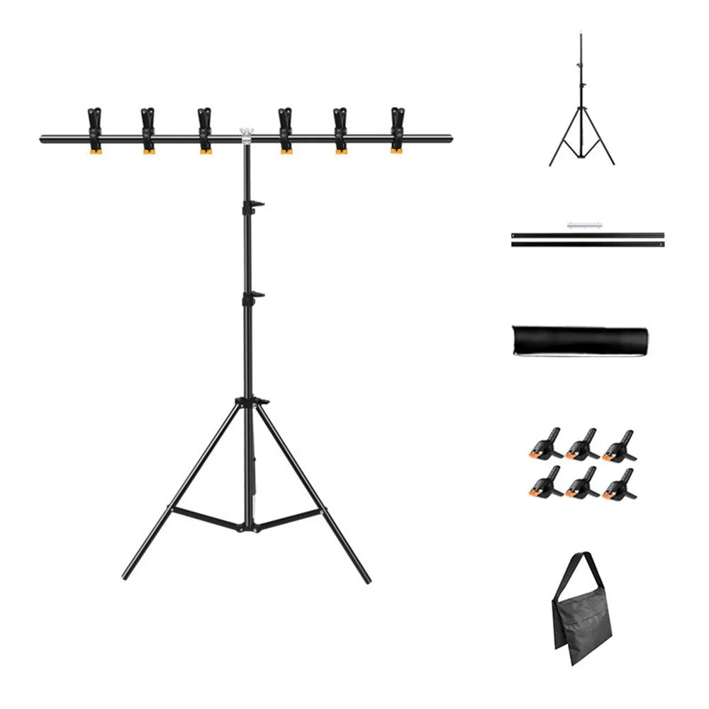 2 x 1.5m T-Type Stand Background Support Kit with Square Sandbag for Photography / Videography Studio - 1