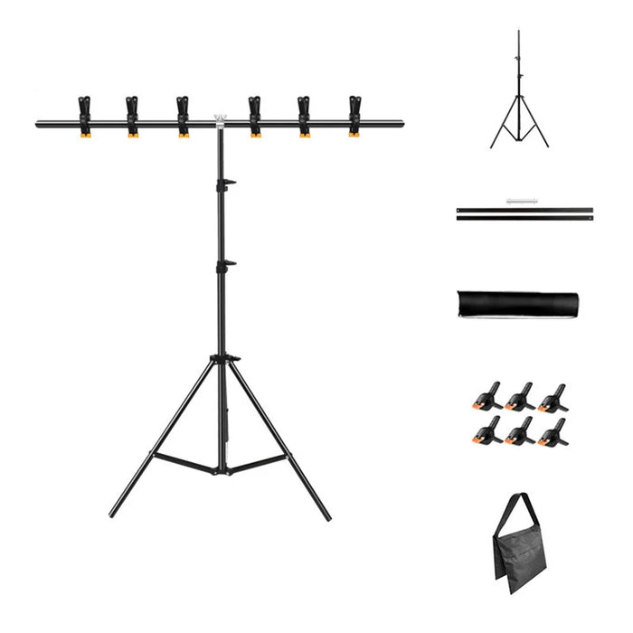 2 x 1.5m T-Type Stand Background Support Kit with Square Sandbag for Photography / Videography Studio - 1