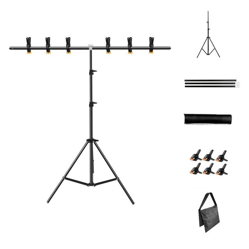 2 x 2m T-Type Stand Background Support Kit with Square Sandbag for Photography / Videography Studio - 1