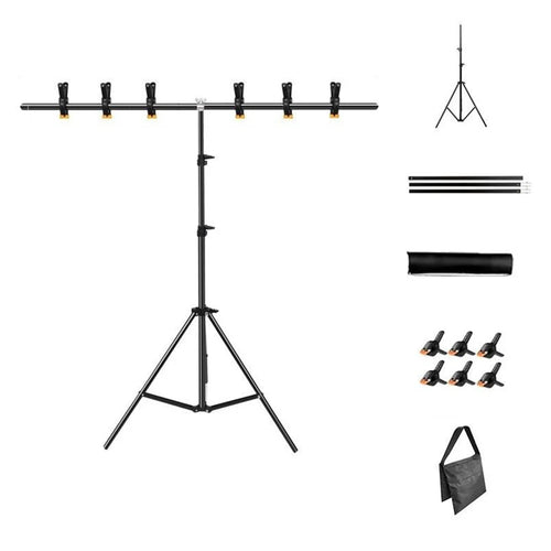 2 x 2m T-Type Stand Background Support Kit with Square Sandbag for Photography / Videography Studio - 1