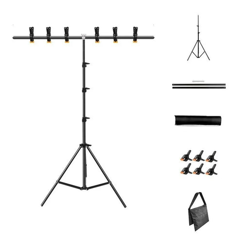 2.6 x 1.5m T-Type Stand Background Support Kit with Square Sandbag for Photography / Videography Studio - 1