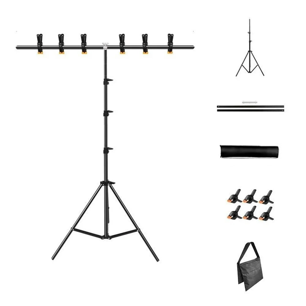 2.6 x 1.5m T-Type Stand Background Support Kit with Square Sandbag for Photography / Videography Studio - 1