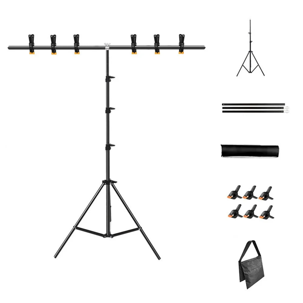 2.6 x 2m T-Type Stand Background Support Kit with Square Sandbag for Photography / Videography Studio - 1