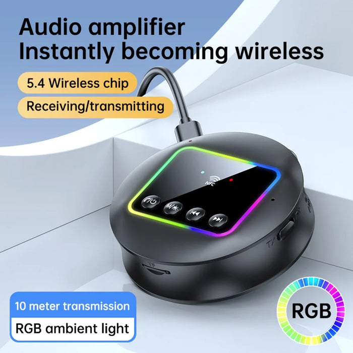 NFC BT 5.4 Wireless Audio Adapter 2 in 1 Receiver / Transmitter with RGB Ambient Light Support AUX / RCA / TF Card - 3