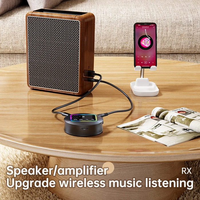 NFC BT 5.4 Wireless Audio Adapter 2 in 1 Receiver / Transmitter with RGB Ambient Light Support AUX / RCA / TF Card - 7