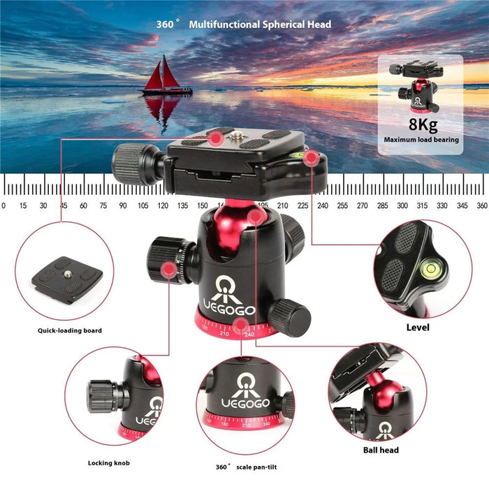 UEGOGO C11 Camera Tripod Photography Video Stand Smartphone Live Streaming Support Bracket - Black+Red - 7