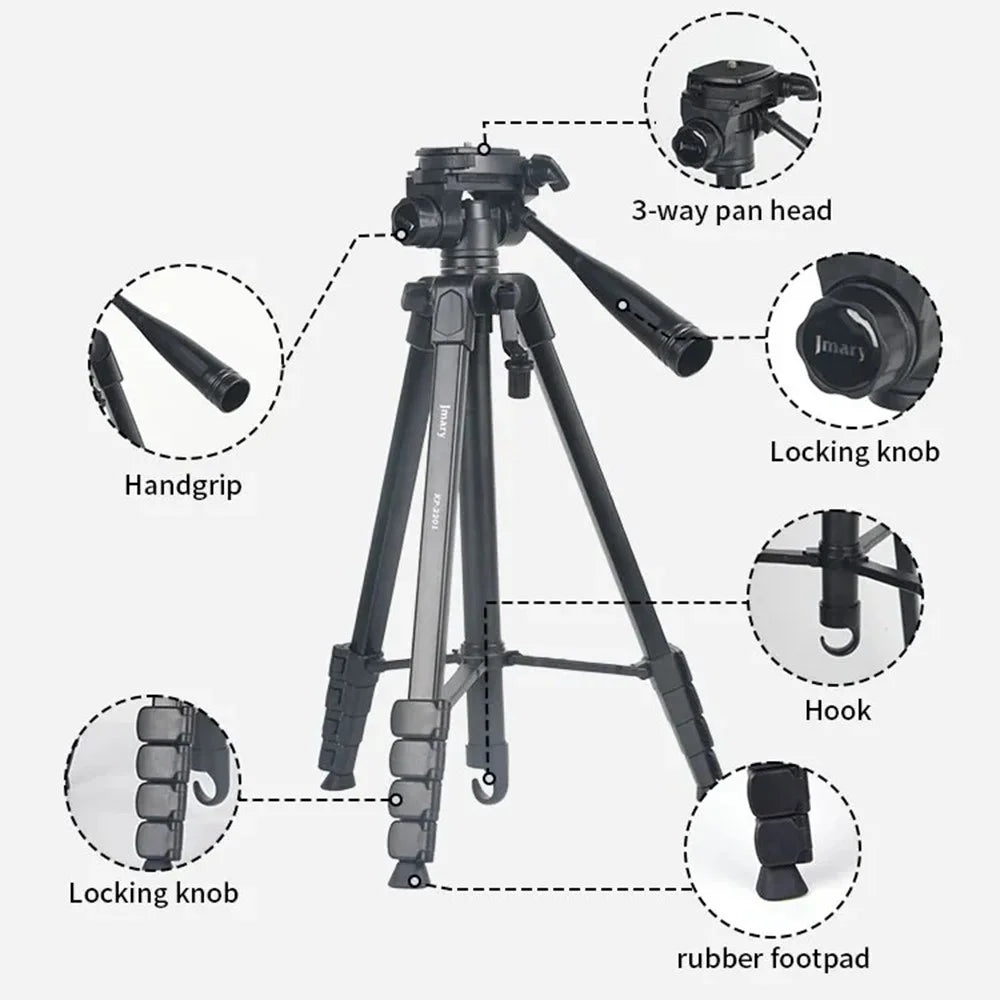 JMARY KP-2201 Smartphone / Camera Live Photography Tripod Portable 1.7m Adjustable Stand with Phone Clip - 6