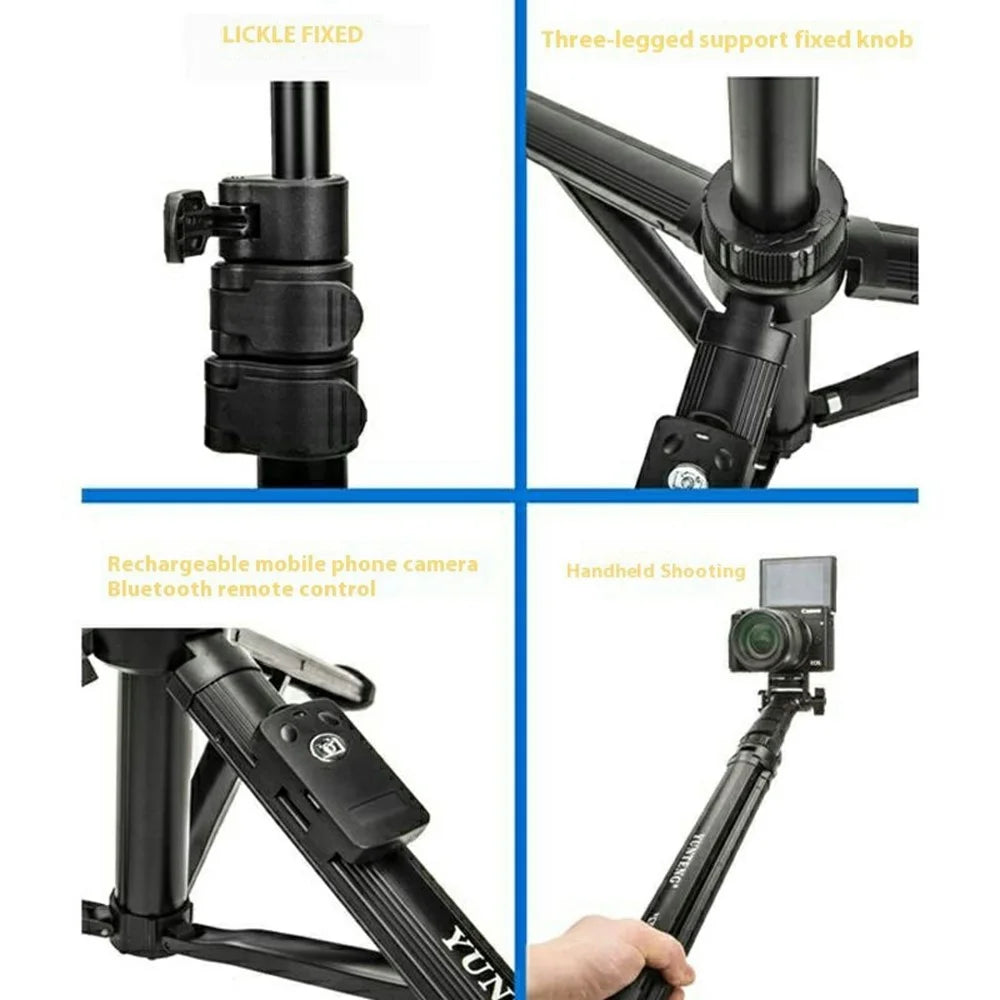 YUNTENG VCT-91666L Camera Tripod Vlog Video Stand Selfie Stick Phone Bluetooth-Compatible Live Streaming Bracket - 5