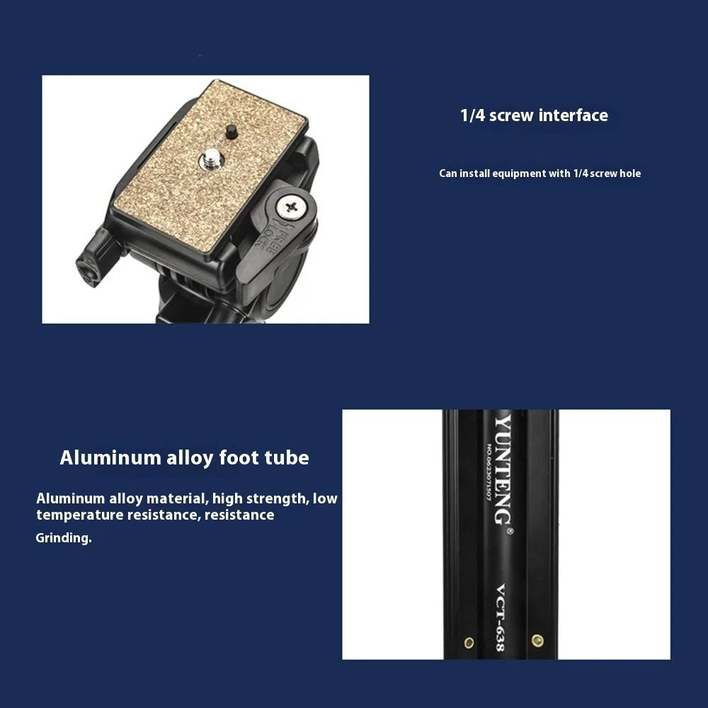 YUNTENG 638 Camera Tripod Monopod Aluminum Alloy Extendable Live Streaming Stand Phone Holder - 6
