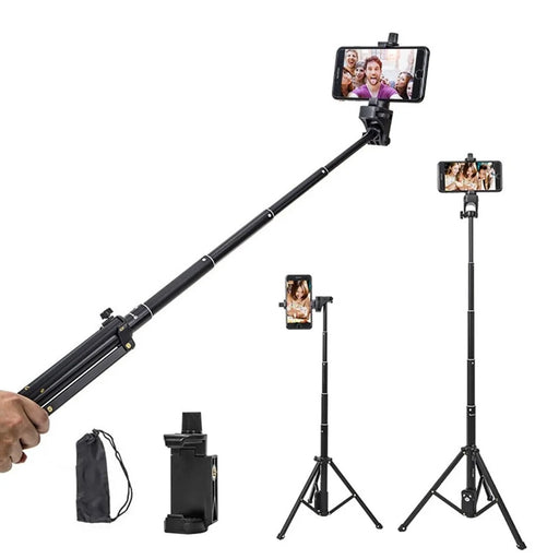 YUNTENG VCT-1688L 195cm Extended Selfie Tripod Live Streaming Phone Stand with Bluetooth-Compatible Remote Control - 1