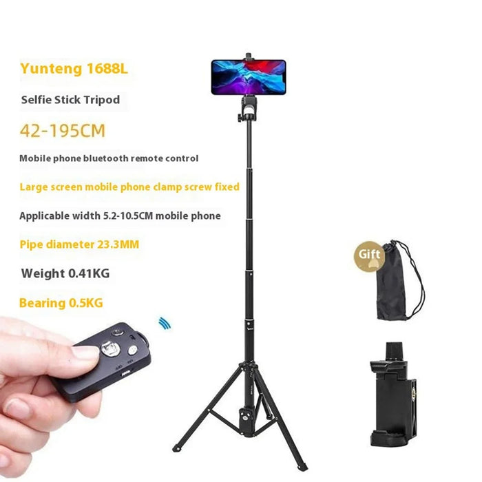 YUNTENG VCT-1688L 195cm Extended Selfie Tripod Live Streaming Phone Stand with Bluetooth-Compatible Remote Control - 3