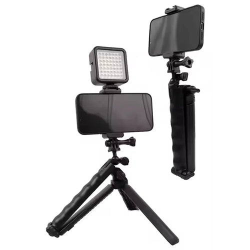 C062 Folding Selfie Stick Tripod Action Camera Three-Way Adjustable Arm Phone Live Streaming Bracket - 1