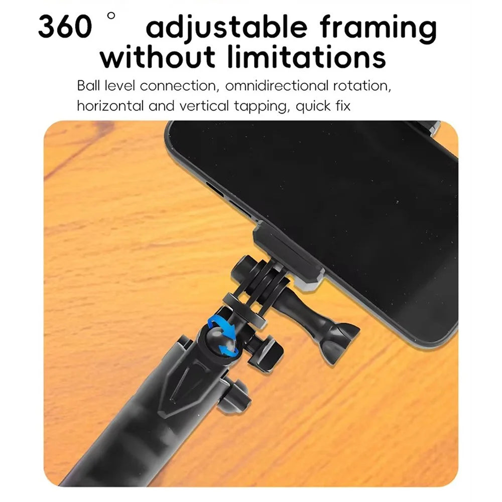 C062 Folding Selfie Stick Tripod Action Camera Three-Way Adjustable Arm Phone Live Streaming Bracket - 2