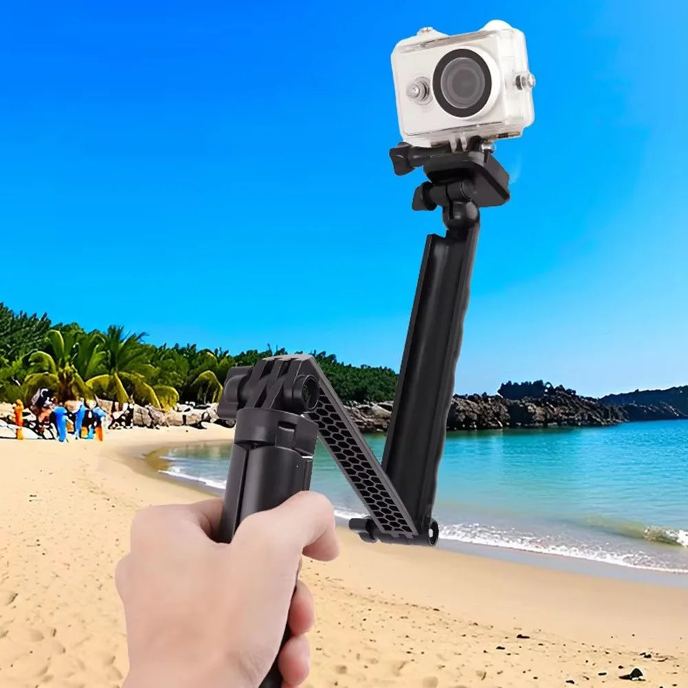C062 Folding Selfie Stick Tripod Action Camera Three-Way Adjustable Arm Phone Live Streaming Bracket - 4