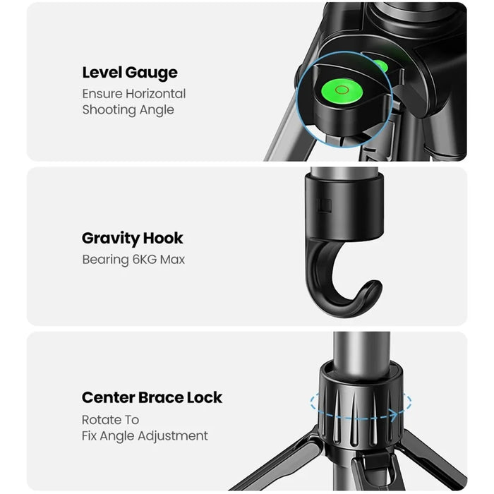 UGREEN 15187 175cm Camera Tripod Portable Aluminum Alloy Floor Stand with 360 Degree Panoramic Ball Head - 6