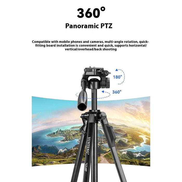 YUNTENG VCT-669 Tripod Camera Stand Smartphone Bluetooth-Compatible Selfie Mount for Live Streaming Vlog Video Recording - 6