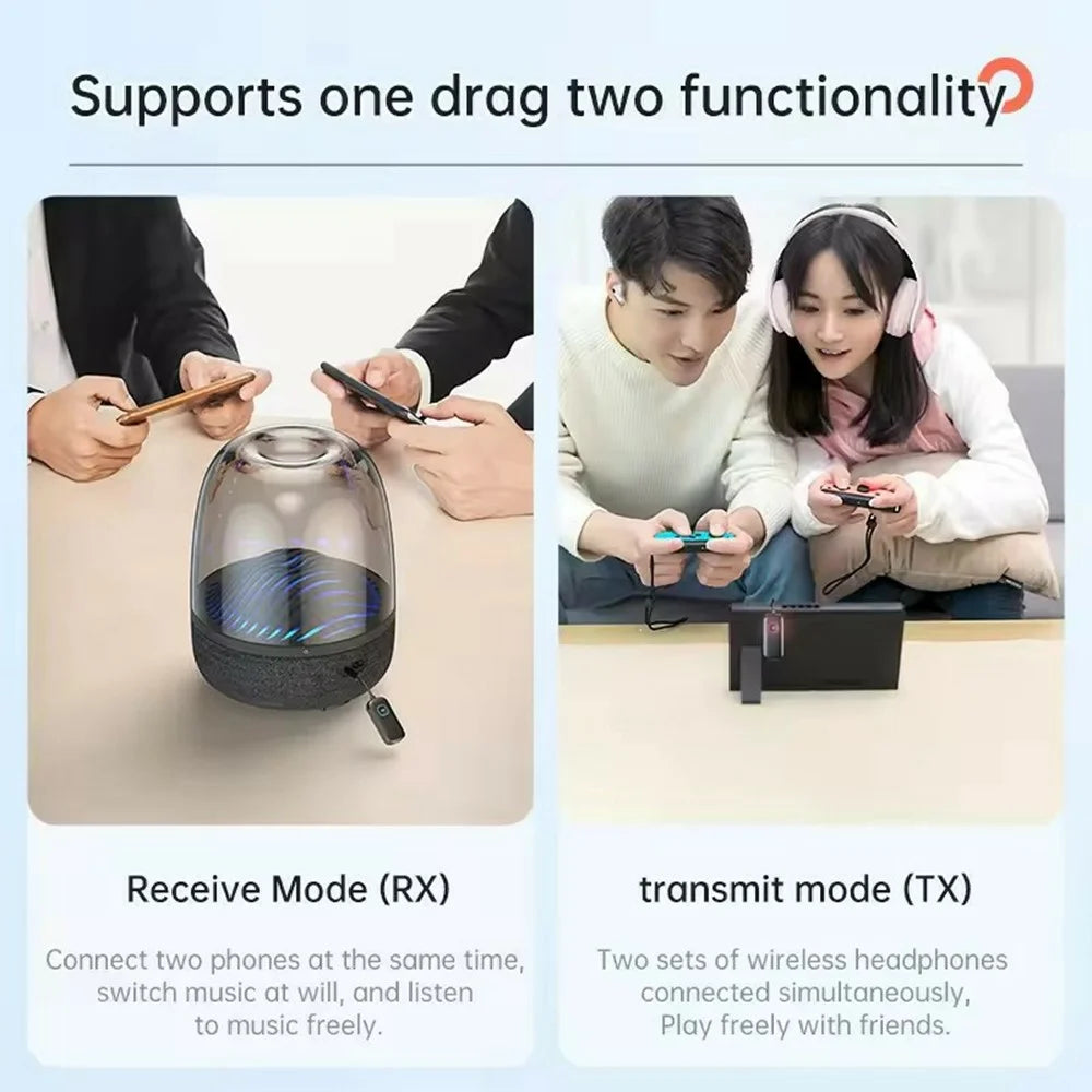 C49 2 in 1 APTX Receiver Transmitter 3.5mm Aux Bluetooth-Compatible 5.2 Wireless Handsfree Adapter - 6