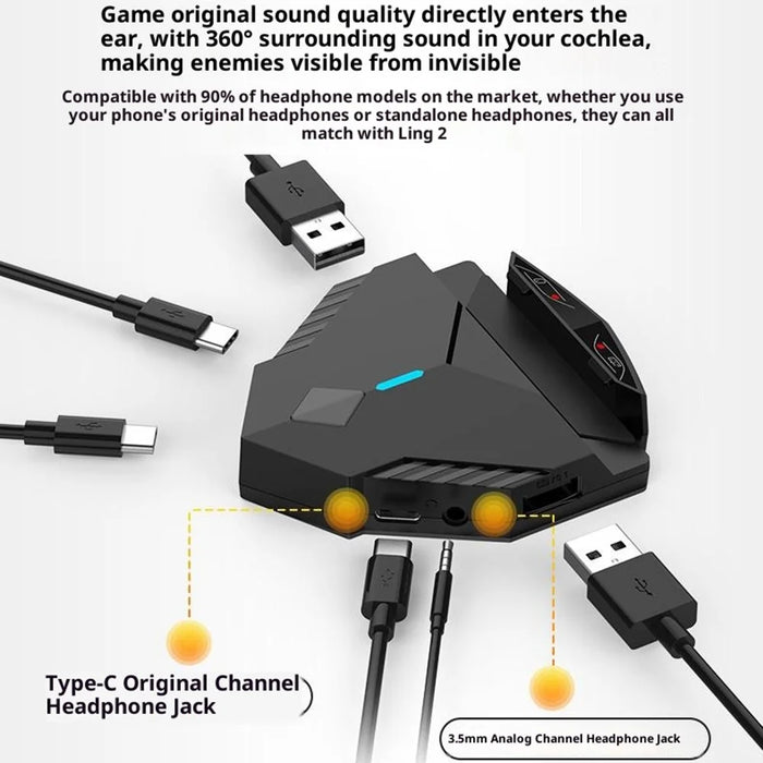 GAMWING Lingzha 2 Pro Gaming Keyboard Mouse Converter Wired + Bluetooth-Compatible Dual Mode Game Adapter for Tablets / Phones PUBG LOL - 7