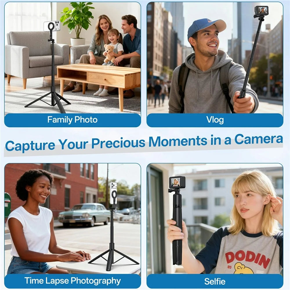 VRIG TP31 For GoPro  /  Smartphone Compatible with MagSafe Selfie Stick 7-section Extendable Tripod - 7