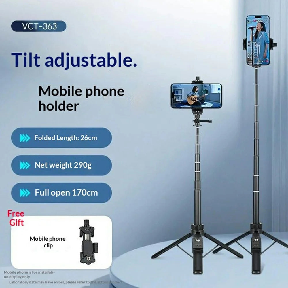 YUNTENG VCT-363 Adjustable Selfie Stick Aluminum Alloy Tripod Stand Bluetooth-Compatible Remote for Smartphone / DJI Pocket 3 Extension Pole - 2