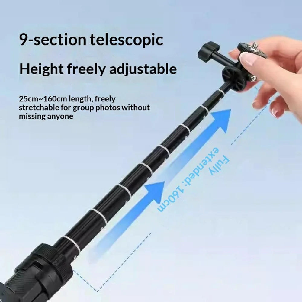YUNTENG VCT-363 Adjustable Selfie Stick Aluminum Alloy Tripod Stand Bluetooth-Compatible Remote for Smartphone / DJI Pocket 3 Extension Pole - 6