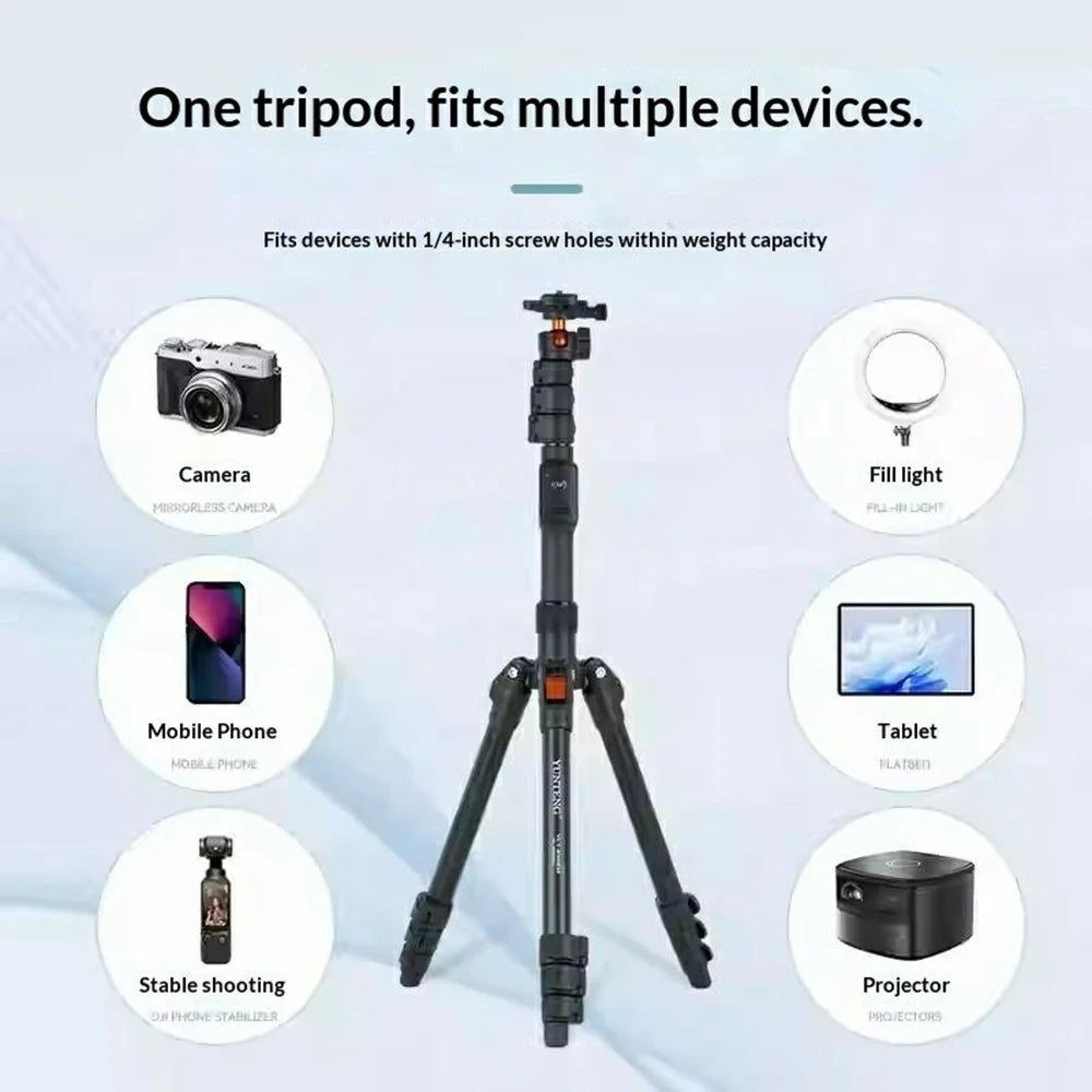 YUNTENG VCT-8068 Camera Tripod Stand with Remote, 1.98m Adjustable Phone Holder for Live Streaming - 4