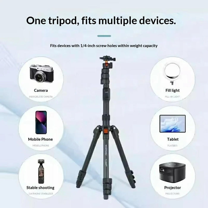 YUNTENG VCT-8068 Camera Tripod Stand with Remote, 1.98m Adjustable Phone Holder for Live Streaming - 4