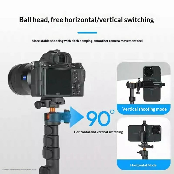 YUNTENG VCT-8068 Camera Tripod Stand with Remote, 1.98m Adjustable Phone Holder for Live Streaming - 5