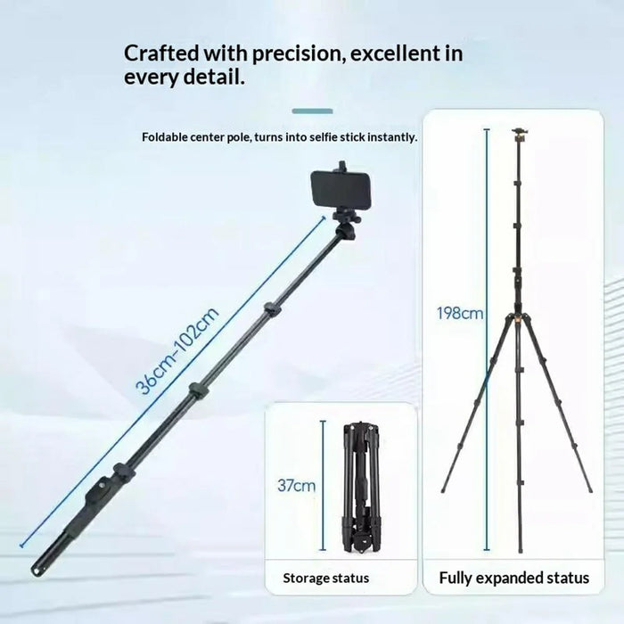 YUNTENG VCT-8068 Camera Tripod Stand with Remote, 1.98m Adjustable Phone Holder for Live Streaming - 7