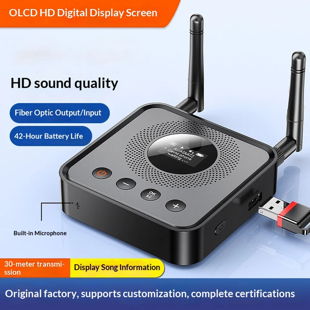 M23 Pro BT Adapter OLED Transmitter Receiver USB Playback Optical I/O Module - Black - 5