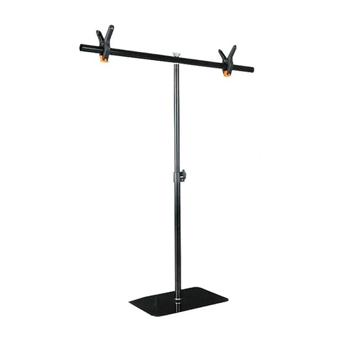 T-Shape Photography Background Stand with 2 Clamps Metal Backdrop Support Stand - 68 X 83cm - 1