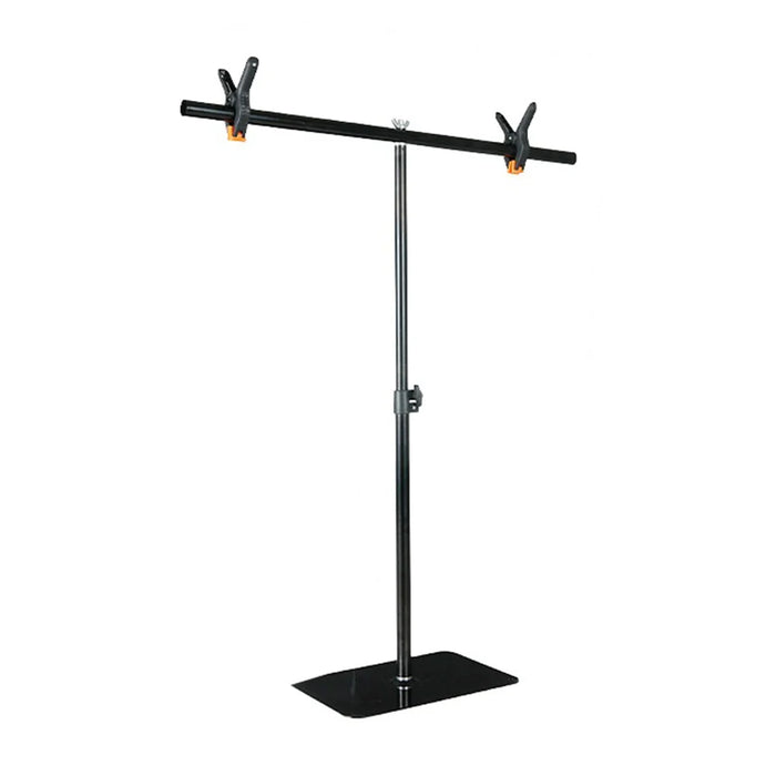 T-Shape Photography Background Stand with 2 Clamps Metal Backdrop Support Stand - 68 X 83cm - 1