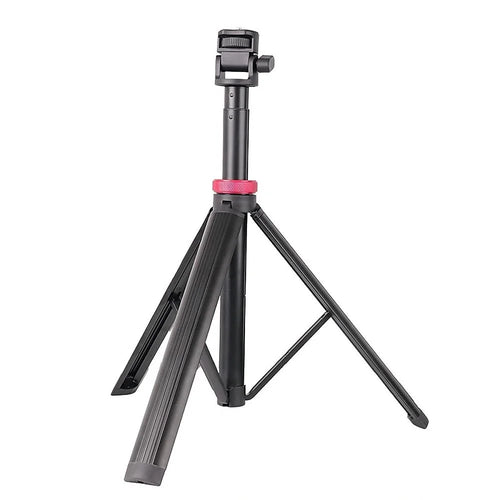 B060 7 Section Telescopic Camera Tripod 6.6ft Aluminum Alloy Portable Travel Stand with Phone Holder - Black - 1