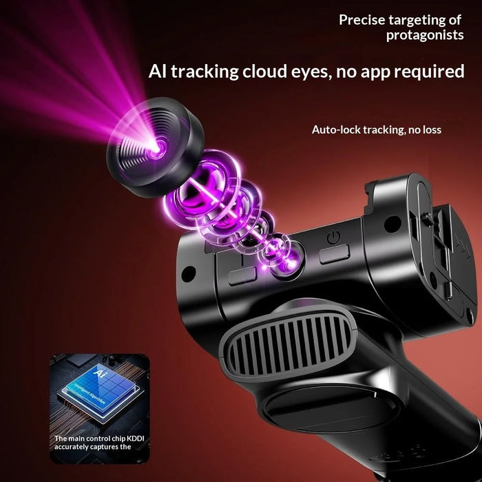 Q37 102cm Extendable AI Gimbal Stabilizer Selfie Stick RGB Beauty Light Tripod for Live Streaming - Black - 5