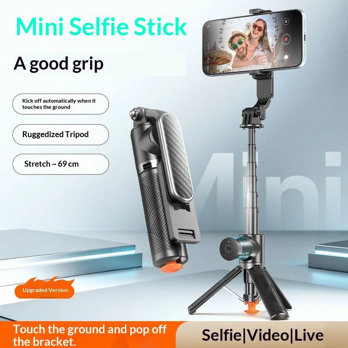 T01 Mini Selfie Stick 69cm Extendable Tripod Bluetooth-compatible Remote Phone Holder Stand for Photography - Black - 4