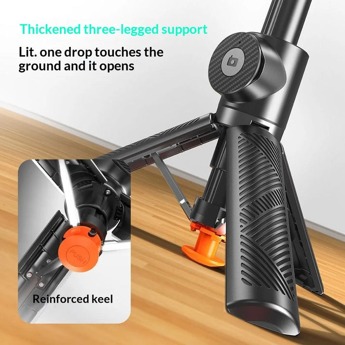 T01 Mini Selfie Stick 69cm Extendable Tripod Bluetooth-compatible Remote Phone Holder Stand for Photography - Black - 6