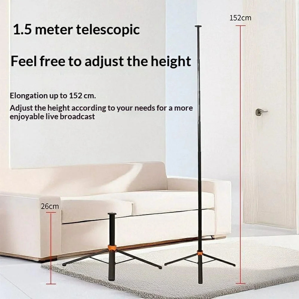 7 Sections Telescopic Tripod 1.5m Extendable Camera Stand Desktop Monopod for Live Streaming Photography - Black - 3