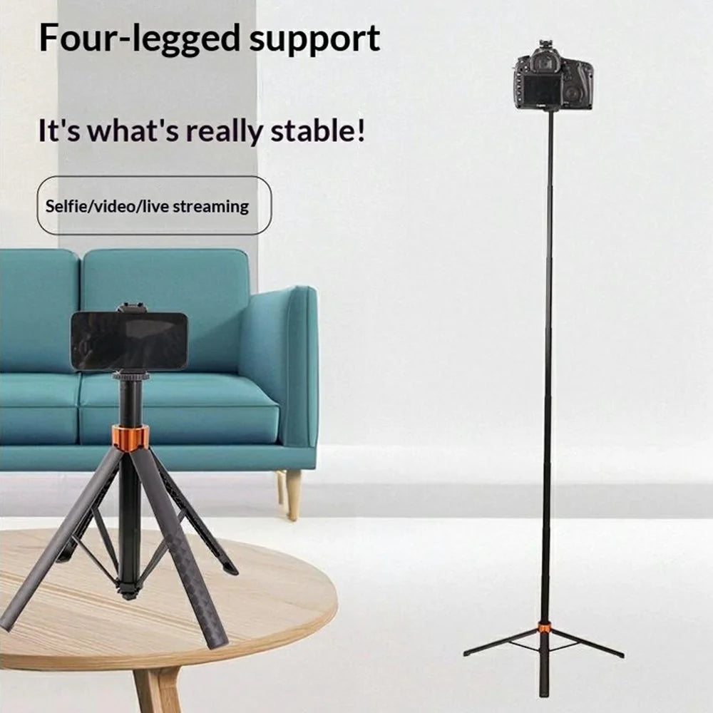 7 Sections Telescopic Tripod 1.5m Extendable Camera Stand Desktop Monopod for Live Streaming Photography - Black - 4