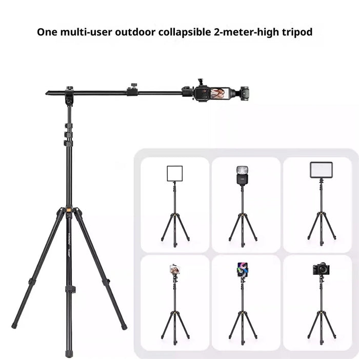 YUNTENG VCT-5288 Tripod 205cm Extended Overhead 360 Degree Adjustable Crossbar Shooting Tripod Stand for Phone Camera Vlog - 4