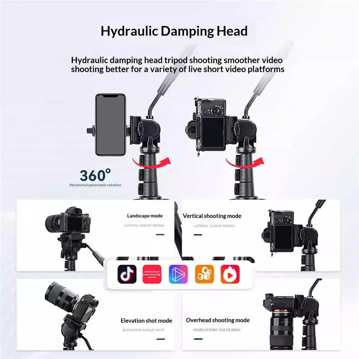 YUNTENG VCT-4000 400cm Extended Professional Camera Tripod Overhead Shooring Hydraulic Damping Head Tripod Stand for DSLR Phone Video - 4