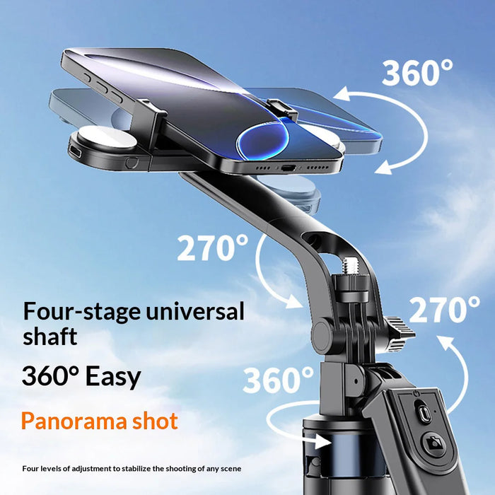 FUNSNAP D180 4-Axis Stabilization Phone Stand 180cm Extendable Bluetooth-compatible Selfie Stick Tripod for Live Streaming - Black - 4