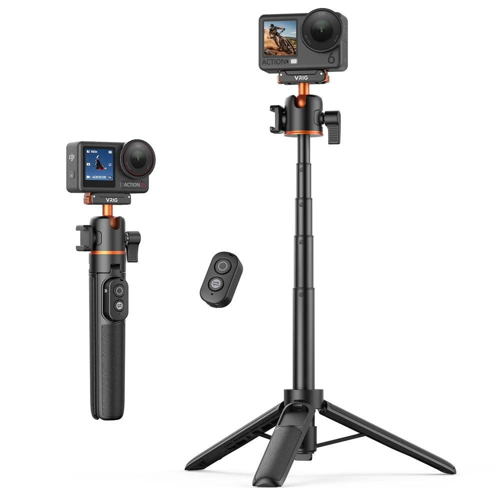 VRIG AC-90S Bluetooth-compatible Selfie Stick for DJI Osmo 360 / Action 6 / 5 Pro / 4 Magnetic Quick Release Ball Head Tripod Stand - A0298-AC/90S - 1